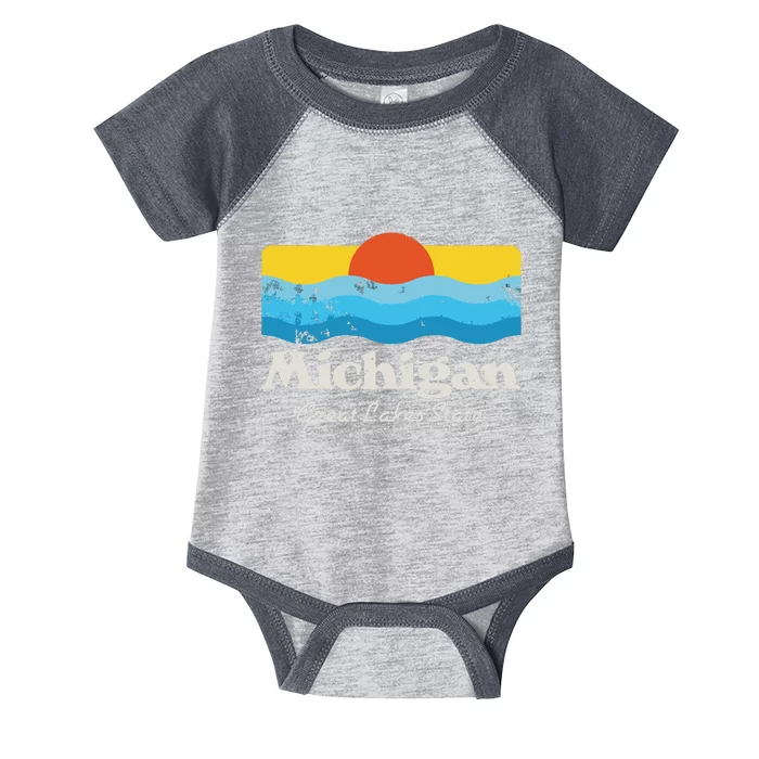 Retro Michigan Great Lakes State Infant Baby Jersey Bodysuit