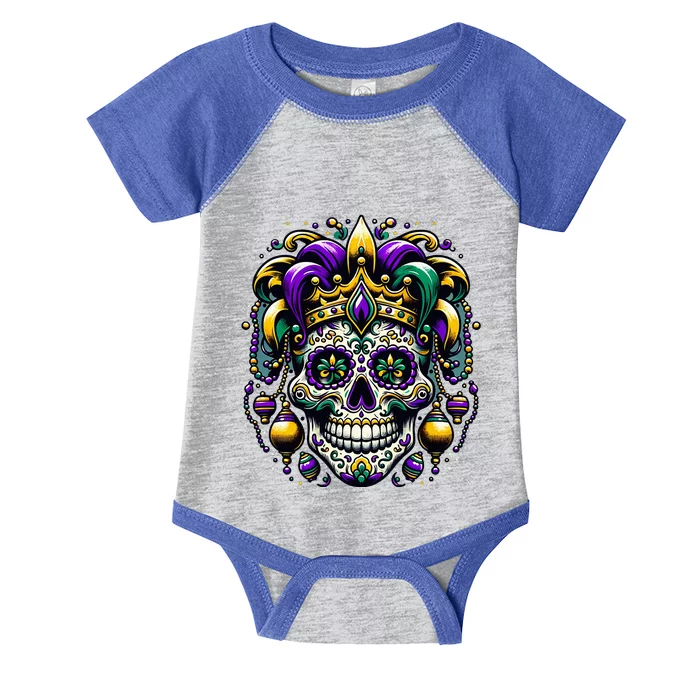 Regal Mardi Gras Skull Infant Baby Jersey Bodysuit