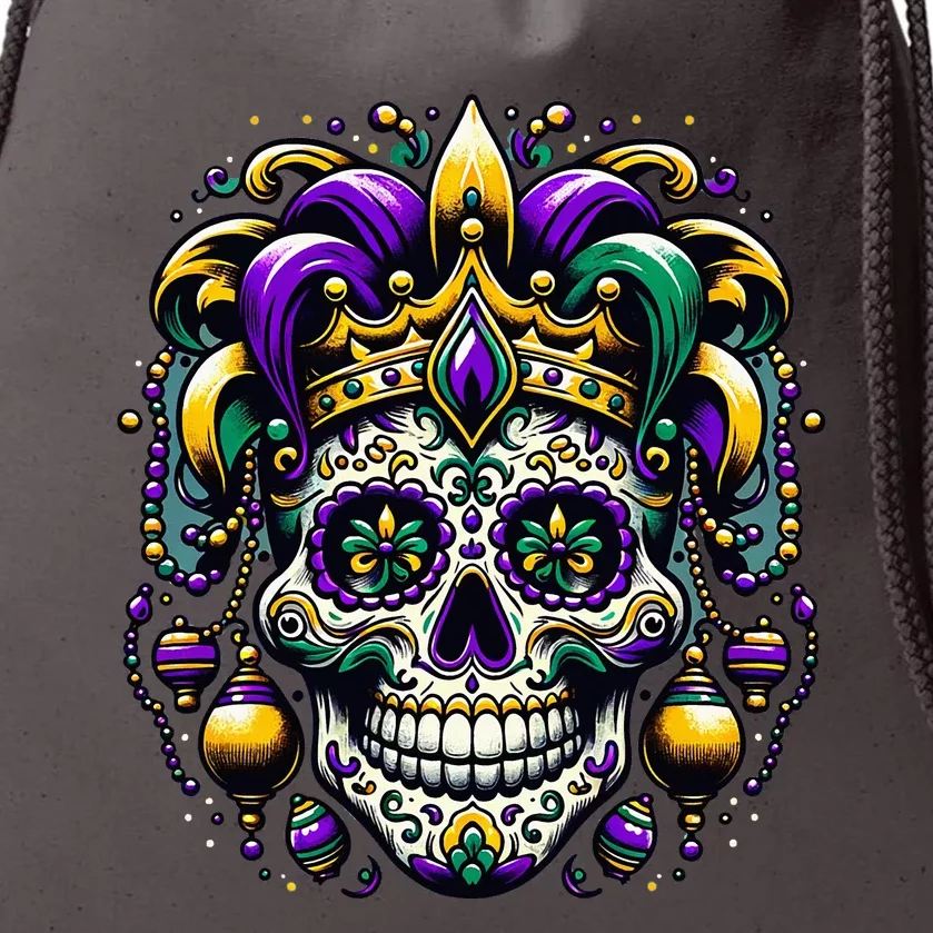 Regal Mardi Gras Skull Drawstring Bag