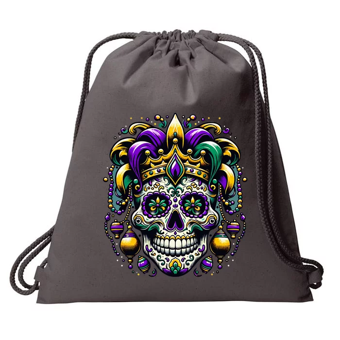 Regal Mardi Gras Skull Drawstring Bag