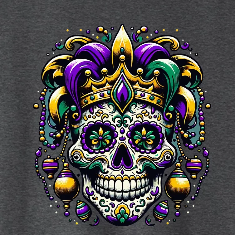 Regal Mardi Gras Skull Women's Crop Top Tee