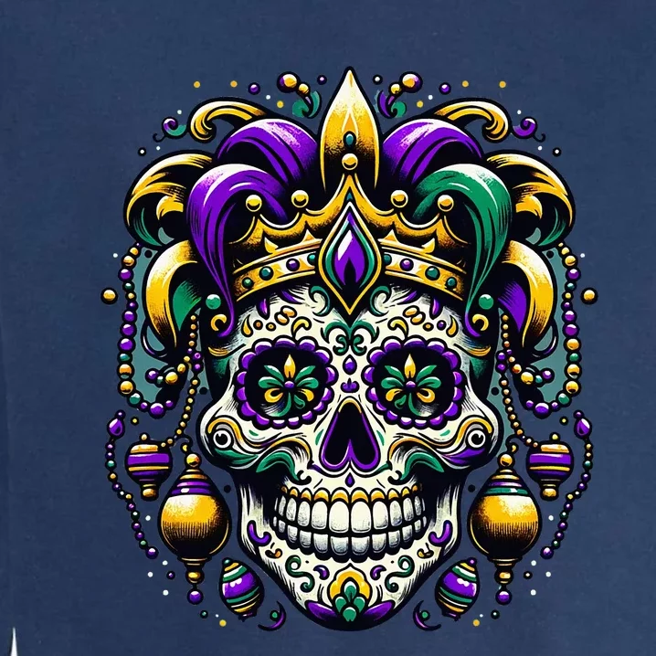 Regal Mardi Gras Skull Garment-Dyed Sweatshirt