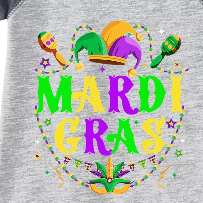 Retro Mardi Gras Party Hat Clothes Funny Infant Baby Jersey Bodysuit