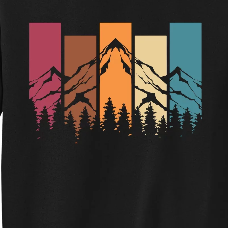 Retro Mountains Hiking Wildlife Outdoors Nature Forest Tall Sweatshirt