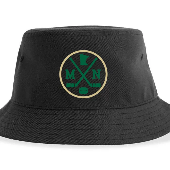 Retro Minnesota Hockey Emblem Vintage Mn Gift Sustainable Bucket Hat