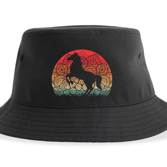 Retro Mandala Horse Lover Horseback Riding Western Cowboy Sustainable Bucket Hat