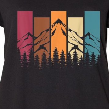 Retro Mountains Hiking Wildlife Outdoors Nature Forest Women's Plus Size T-Shirt