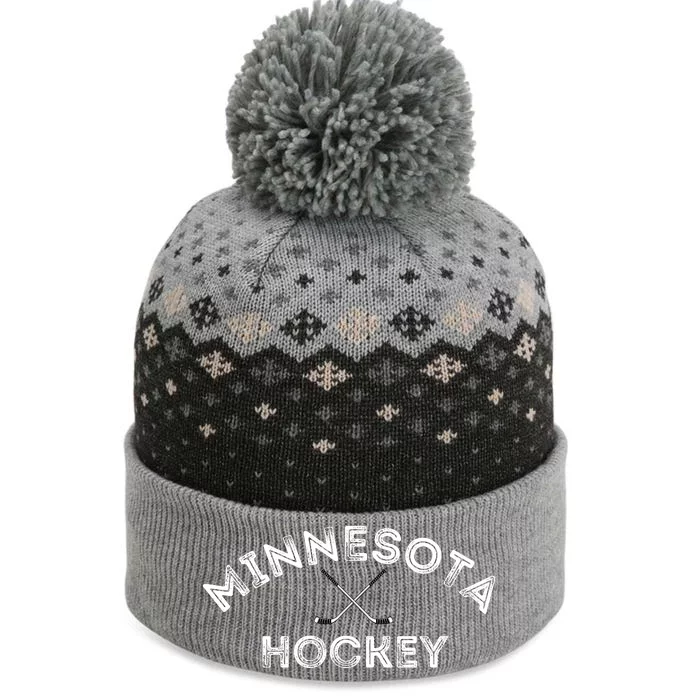 Retro Minnesota Hockey With Hockey Sticks The Baniff Cuffed Pom Beanie