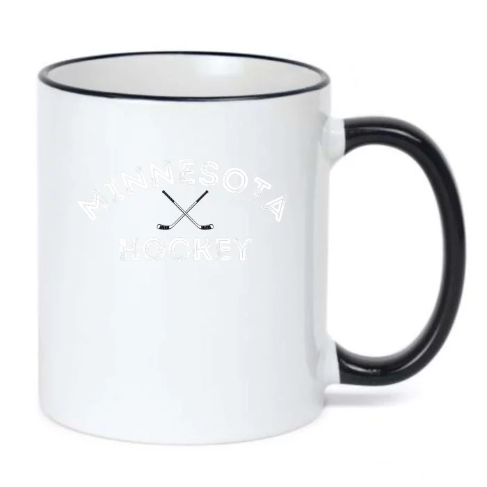 Retro Minnesota Hockey With Hockey Sticks Black Color Changing Mug