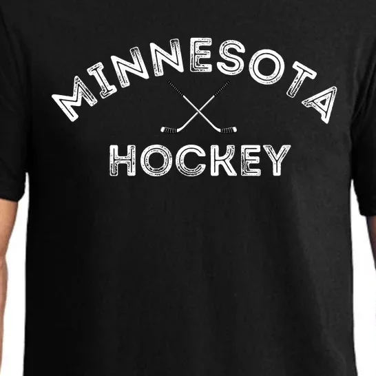 Retro Minnesota Hockey With Hockey Sticks Pajama Set