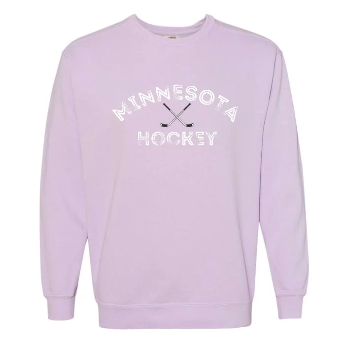 Retro Minnesota Hockey With Hockey Sticks Garment-Dyed Sweatshirt