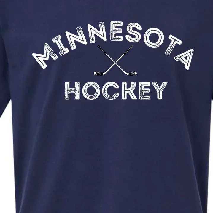 Retro Minnesota Hockey With Hockey Sticks Sueded Cloud Jersey T-Shirt