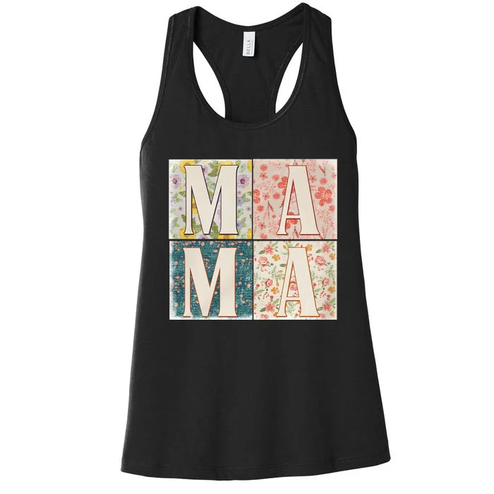 Retro Mama Happy Mother Day Family Matching Women's Racerback Tank