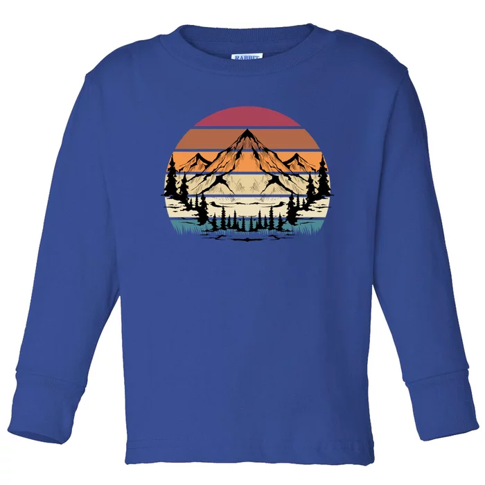 Retro Mountain Hike Hobby Sport Hiker Gift Camping Hiking Gift Toddler Long Sleeve Shirt