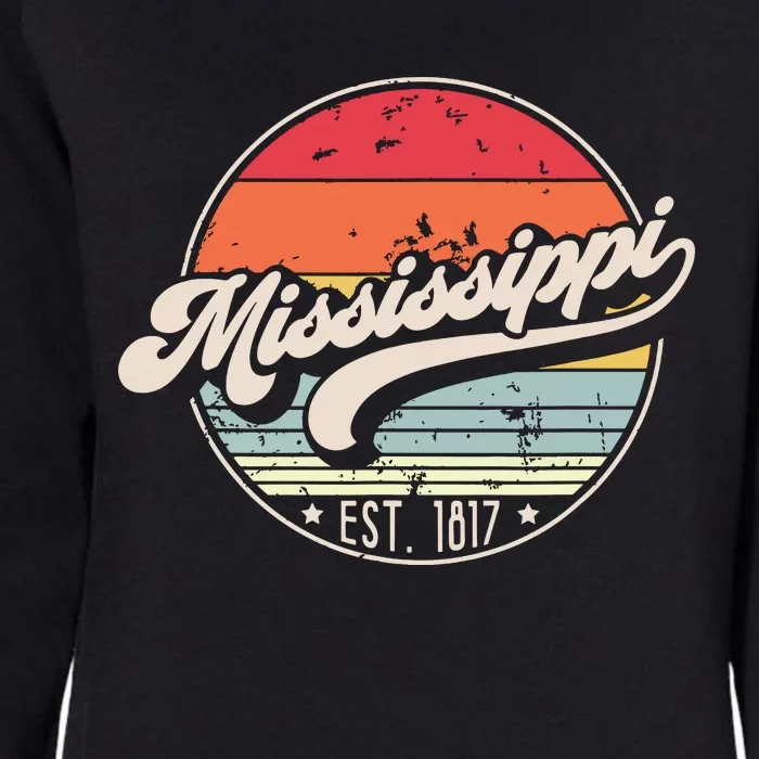 Retro Mississippi Home State Ms Cool 70s Style Sunset Womens California Wash Sweatshirt