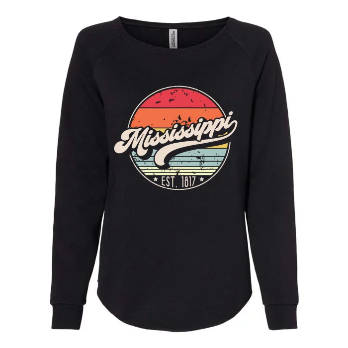 Retro Mississippi Home State Ms Cool 70s Style Sunset Womens California Wash Sweatshirt