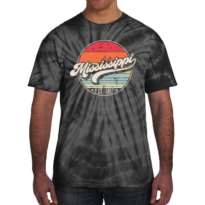 Retro Mississippi Home State Ms Cool 70s Style Sunset Tie-Dye T-Shirt