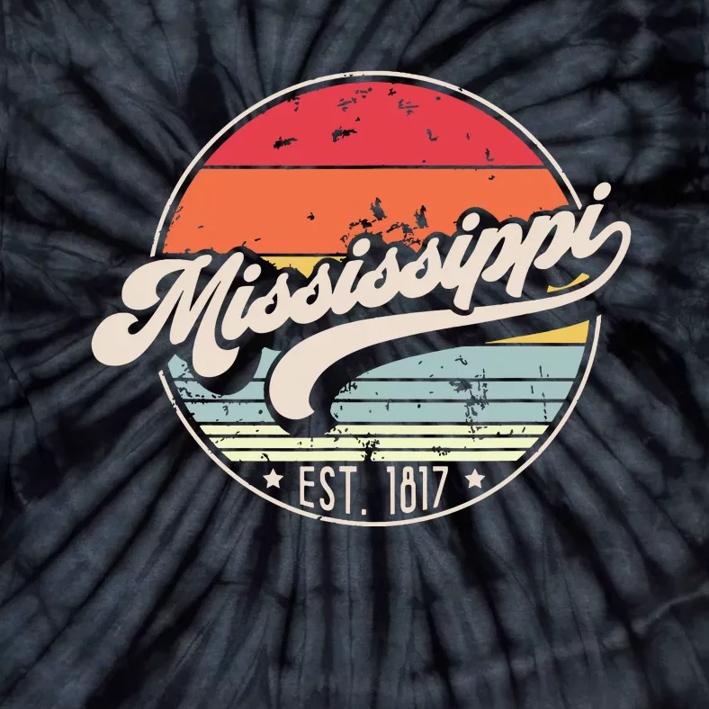 Retro Mississippi Home State Ms Cool 70s Style Sunset Tie-Dye T-Shirt