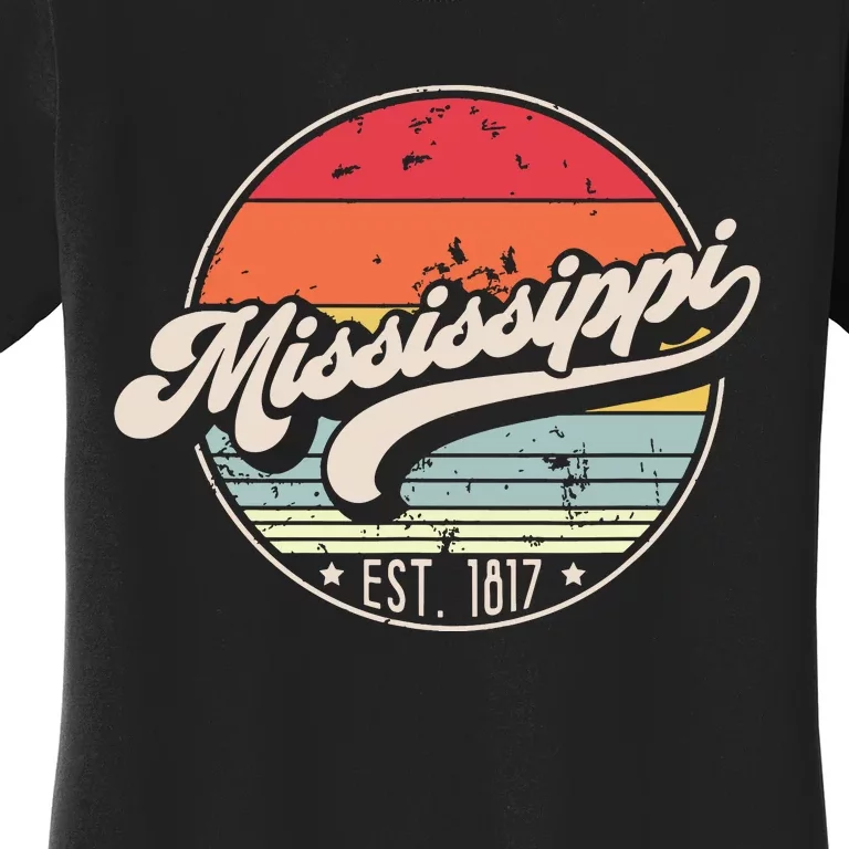 Retro Mississippi Home State Ms Cool 70s Style Sunset Women's T-Shirt