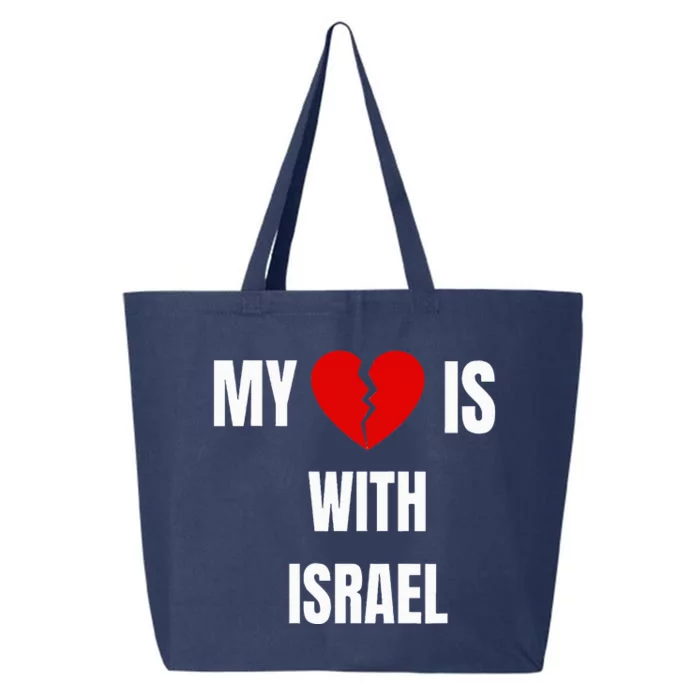 retro My Heart is With Israel I Stand With Israel 25L Jumbo Tote