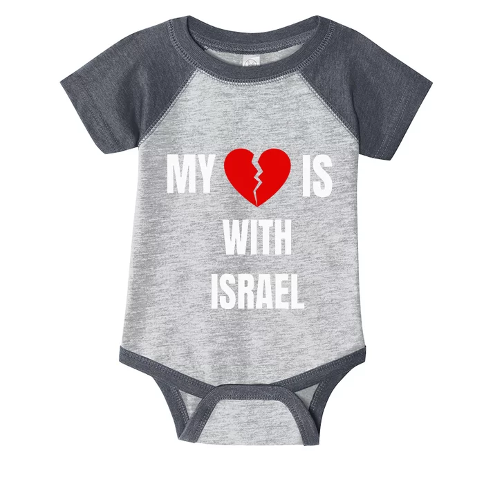 retro My Heart is With Israel I Stand With Israel Infant Baby Jersey Bodysuit