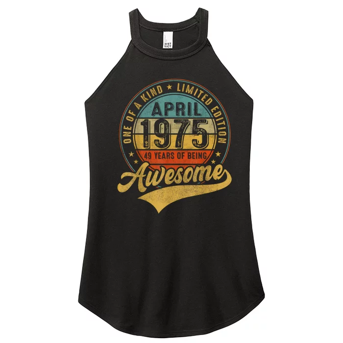 Retro Made In 1975 April Limited Edition 49th Birthday Women’s Perfect Tri Rocker Tank