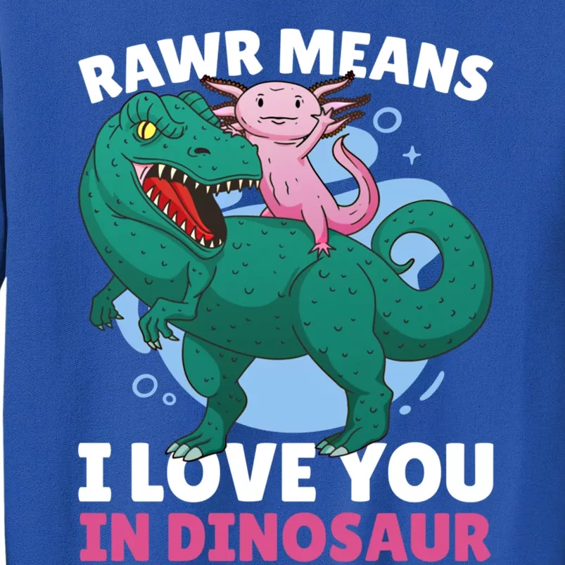 Rawr Means I Love You In Dinosaur With Axolotl With Dinosaur Gift Sweatshirt