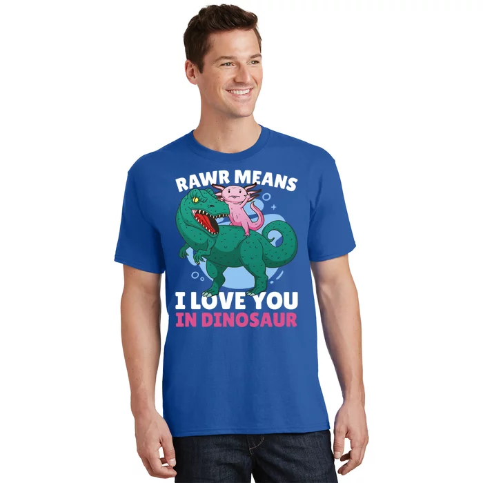 Rawr Means I Love You In Dinosaur With Axolotl With Dinosaur Gift T-Shirt