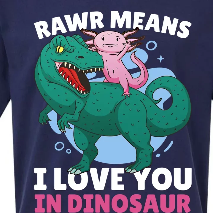 Rawr Means I Love You In Dinosaur With Axolotl With Dinosaur Funny Gift Sueded Cloud Jersey T-Shirt