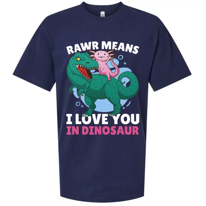 Rawr Means I Love You In Dinosaur With Axolotl With Dinosaur Funny Gift Sueded Cloud Jersey T-Shirt