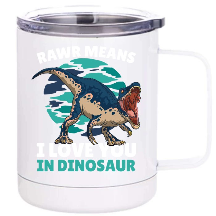 Rawr Means I Love You In Dinosaur With Dinosaur Cool Gift Front & Back 12oz Stainless Steel Tumbler Cup