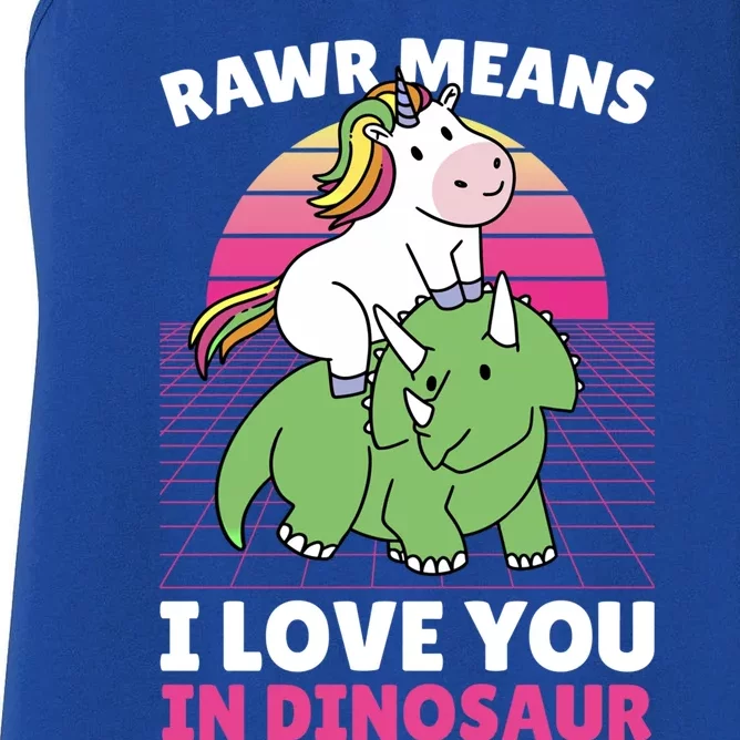 Rawr Means I Love You In Dinosaur With Dinosaur Gift Women's Racerback Tank