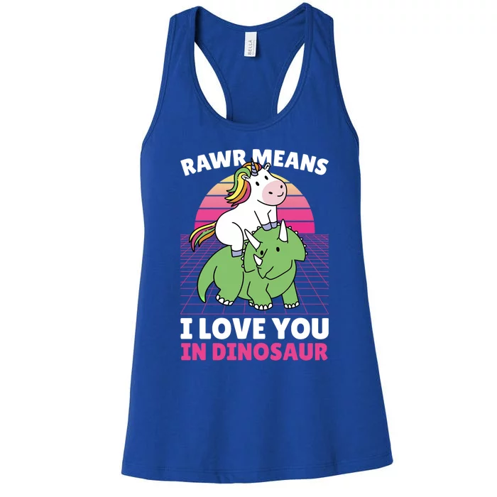 Rawr Means I Love You In Dinosaur With Dinosaur Gift Women's Racerback Tank