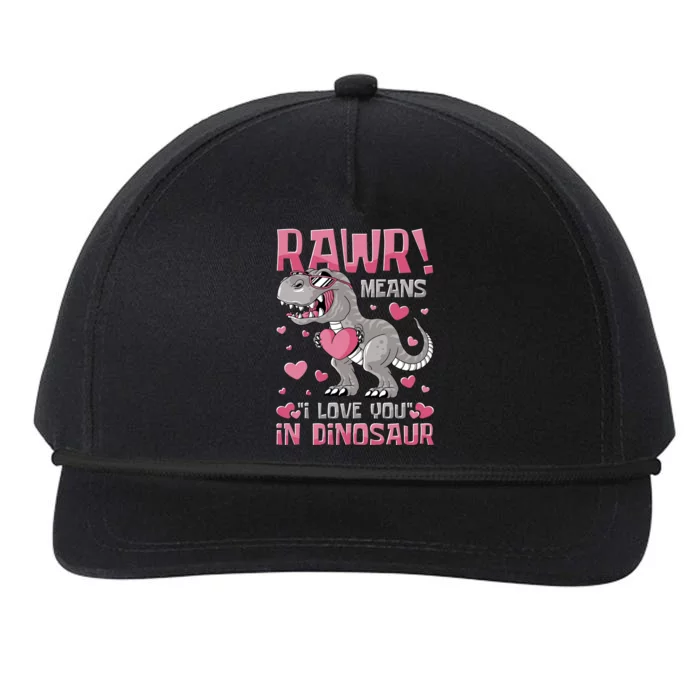 Rawr! Means I Love You In Dinosaur Valentines Day Meaningful Gift Snapback Five-Panel Rope Hat