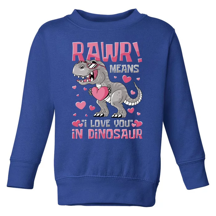 Rawr! Means I Love You In Dinosaur Valentines Day Meaningful Gift Toddler Sweatshirt