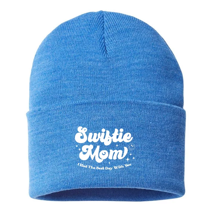 Retro Mom I Had The Best Day With You Funny Mothers Day Sustainable Knit Beanie