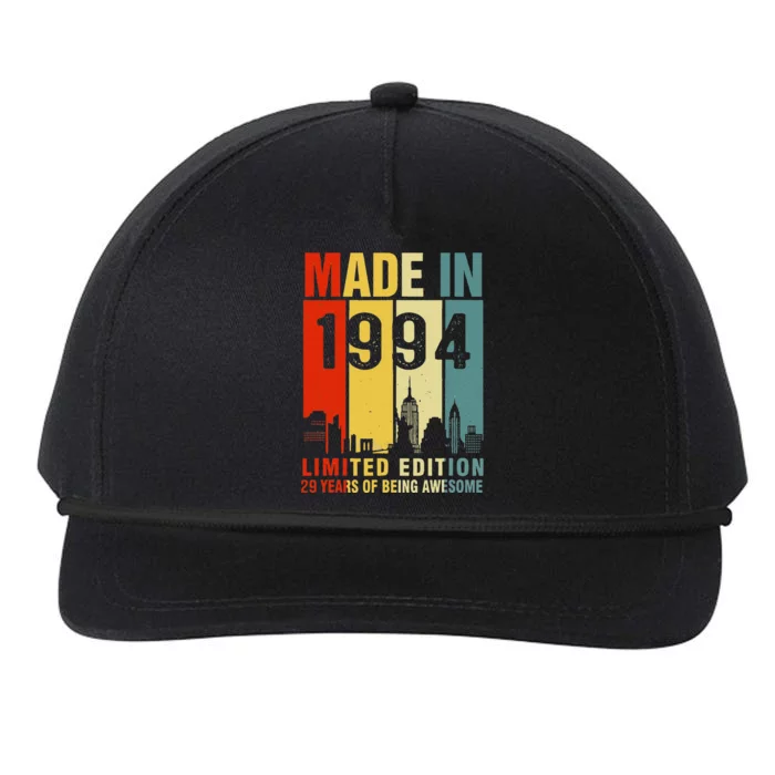 Retro Made In 1994 Limited Edition 29 Years Of Being Awesome Snapback Five-Panel Rope Hat