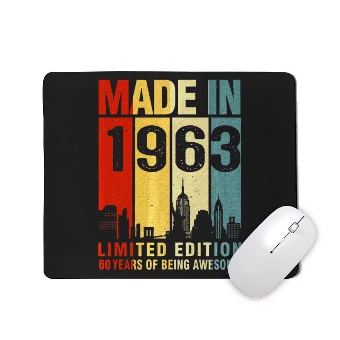 Retro Made In 1963 Limited Edition 60 Years Of Being Awesome Mousepad