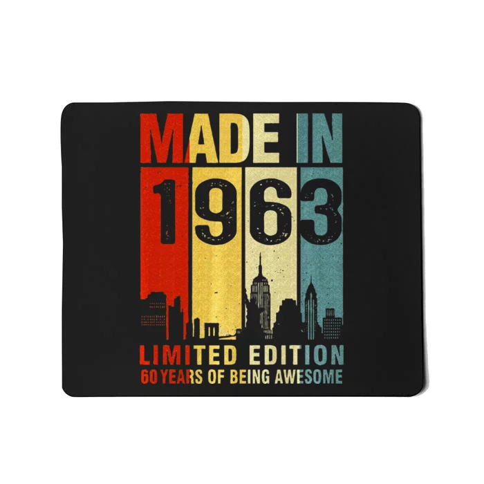 Retro Made In 1963 Limited Edition 60 Years Of Being Awesome Mousepad