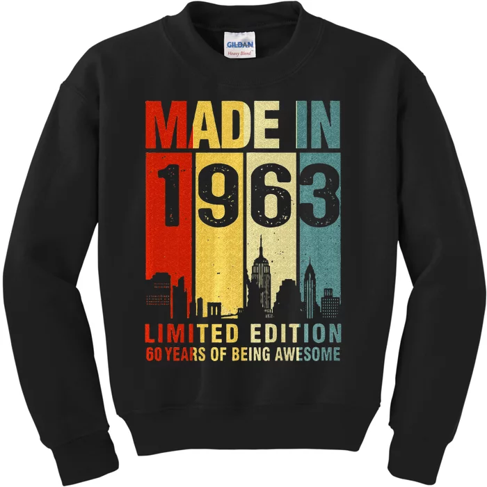 Retro Made In 1963 Limited Edition 60 Years Of Being Awesome Kids Sweatshirt