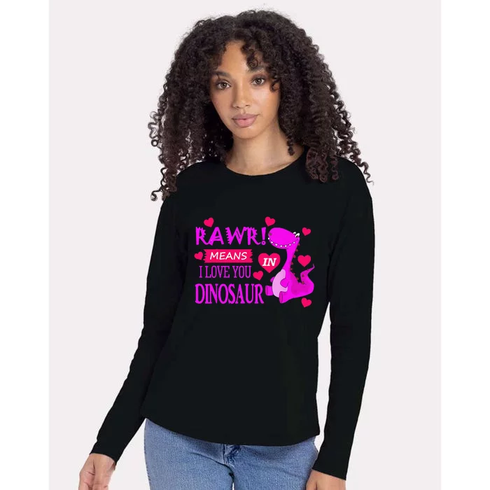 Rawr Means I Love You In Dinosaur Funny Couple Womens Cotton Relaxed Long Sleeve T-Shirt