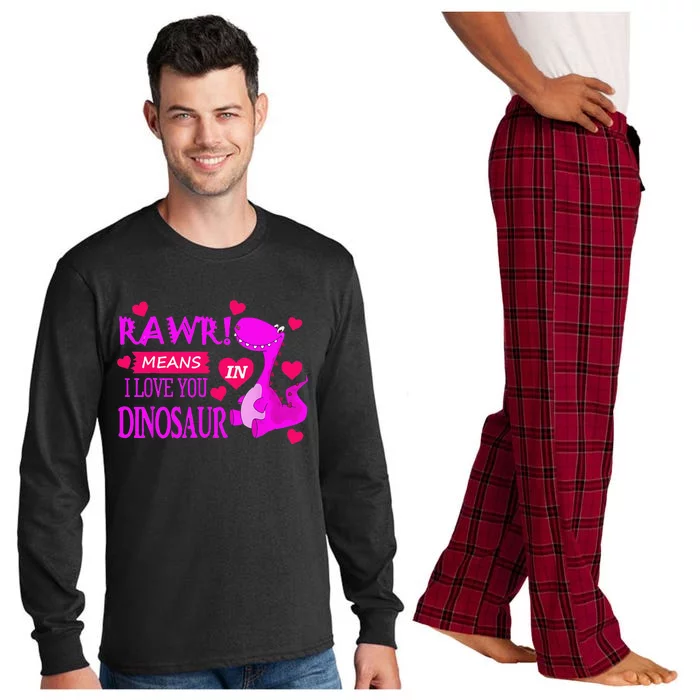 Rawr Means I Love You In Dinosaur Funny Couple Long Sleeve Pajama Set