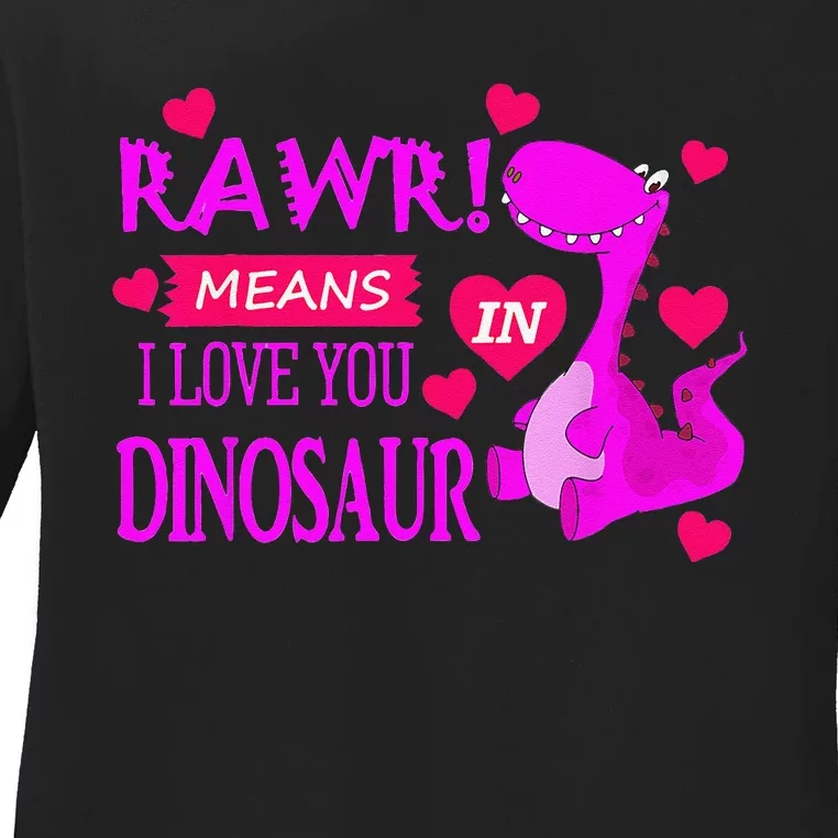 Rawr Means I Love You In Dinosaur Funny Couple Ladies Long Sleeve Shirt