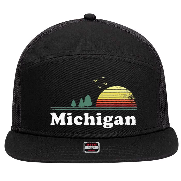 Retro Michigan Image Novelty Home MI State Souvenir 7 Panel Mesh Trucker Snapback Hat