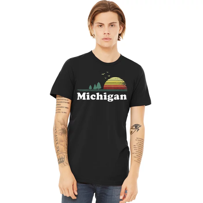 Retro Michigan Image Novelty Home MI State Souvenir Premium T-Shirt