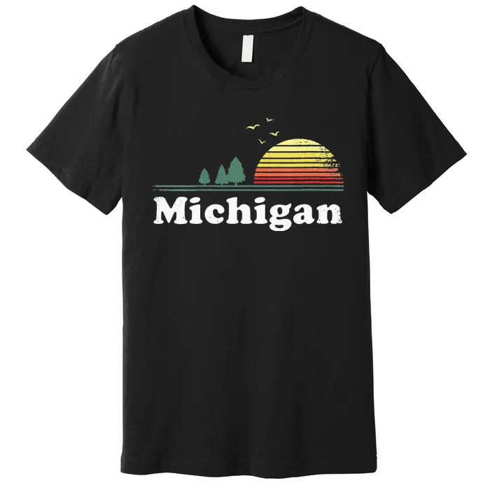 Retro Michigan Image Novelty Home MI State Souvenir Premium T-Shirt