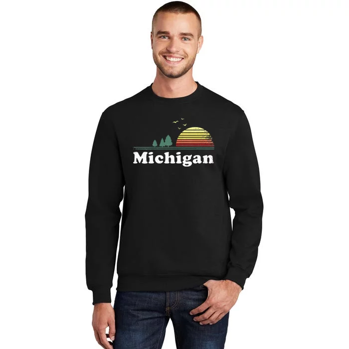 Retro Michigan Image Novelty Home MI State Souvenir Tall Sweatshirt