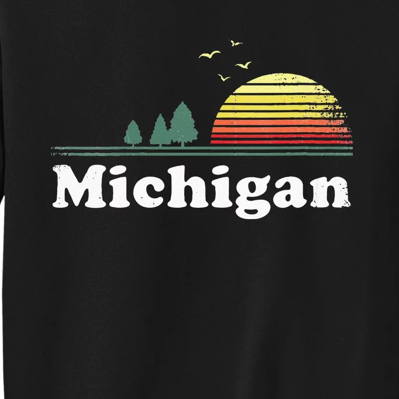 Retro Michigan Image Novelty Home MI State Souvenir Tall Sweatshirt