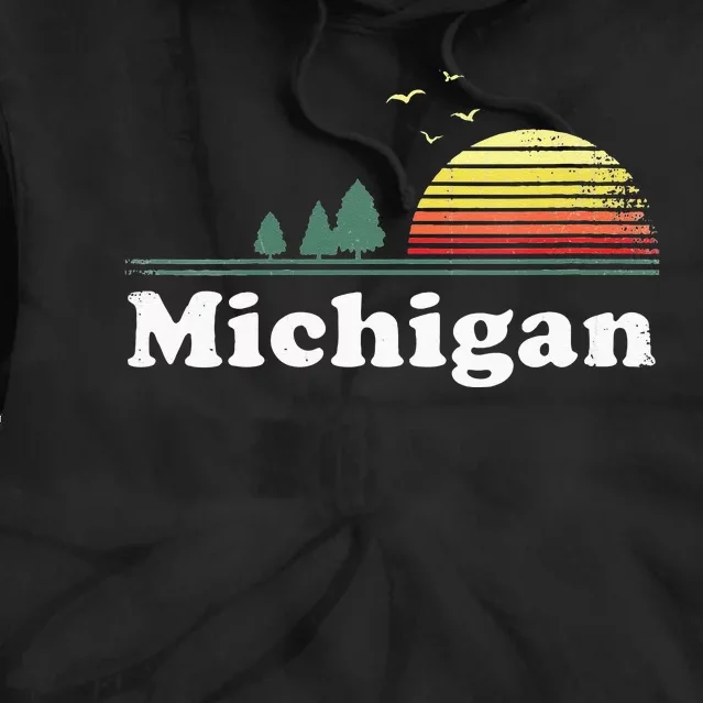 Retro Michigan Image Novelty Home MI State Souvenir Tie Dye Hoodie