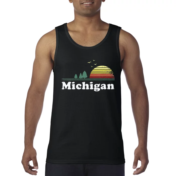 Retro Michigan Image Novelty Home MI State Souvenir Tank Top